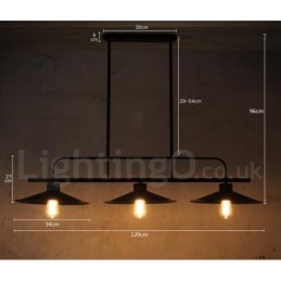 Lámpara colgante de acero rústico retro de 3 luces con pantalla de acero