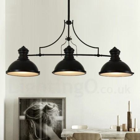 Lámpara colgante de acero rústico retro de 3 luces con pantalla de acero Lámpara colgante de acero rústico retro de 3 luces con pantalla de acero