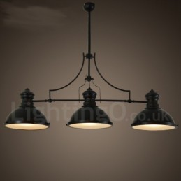 Lámpara colgante de acero rústico retro de 3 luces con pantalla de acero