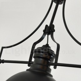Lámpara colgante de acero rústico retro de 3 luces con pantalla de acero
