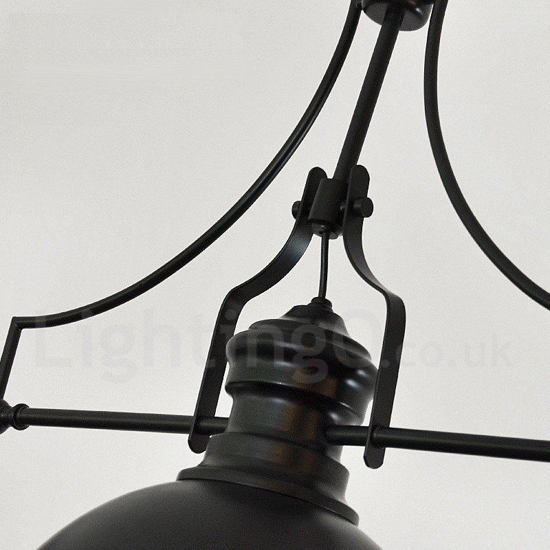 Lámpara colgante de acero rústico retro de 3 luces con pantalla de acero