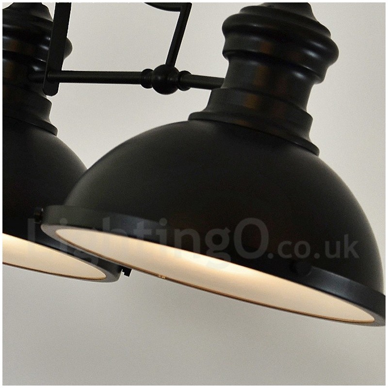 Lámpara colgante de acero rústico retro de 3 luces con pantalla de acero