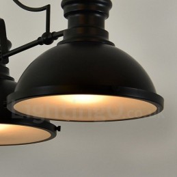 Lámpara colgante de acero rústico retro de 3 luces con pantalla de acero