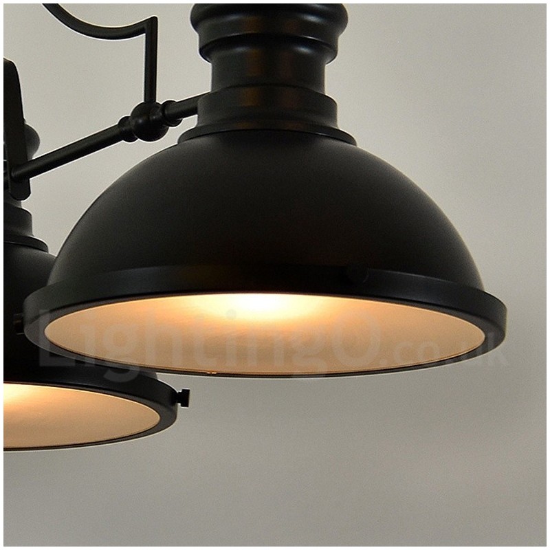 Lámpara colgante de acero rústico retro de 3 luces con pantalla de acero
