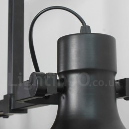 Lámpara colgante de acero rústico retro de 3 luces con pantalla de cristal