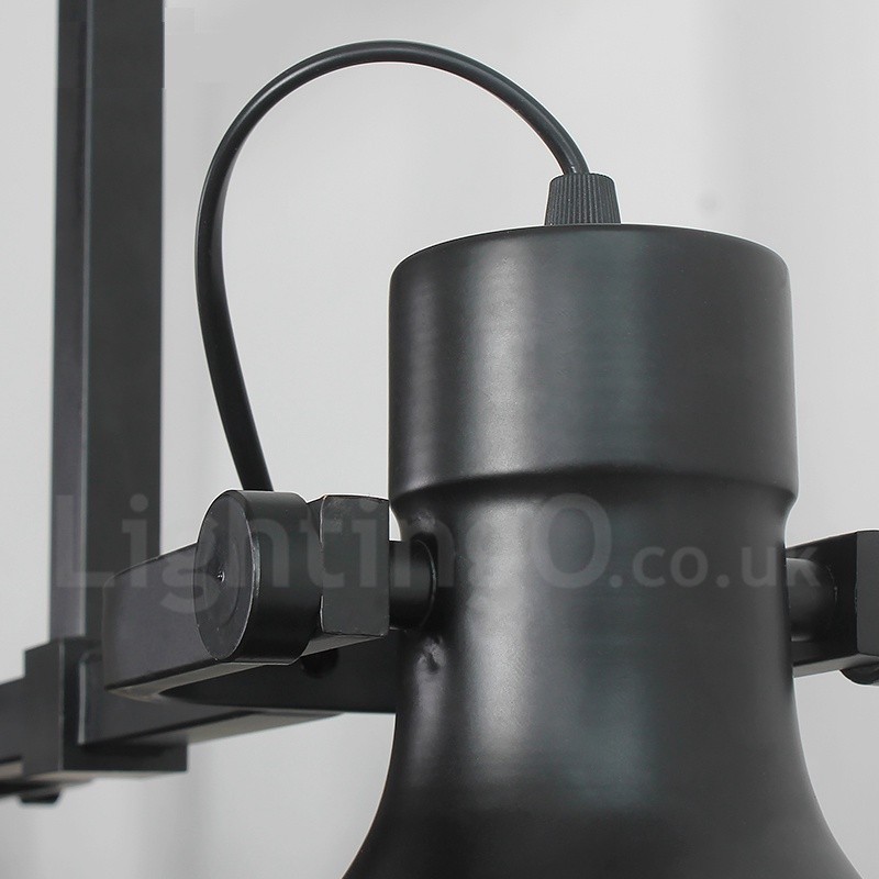 Lámpara colgante de acero rústico retro de 3 luces con pantalla de cristal