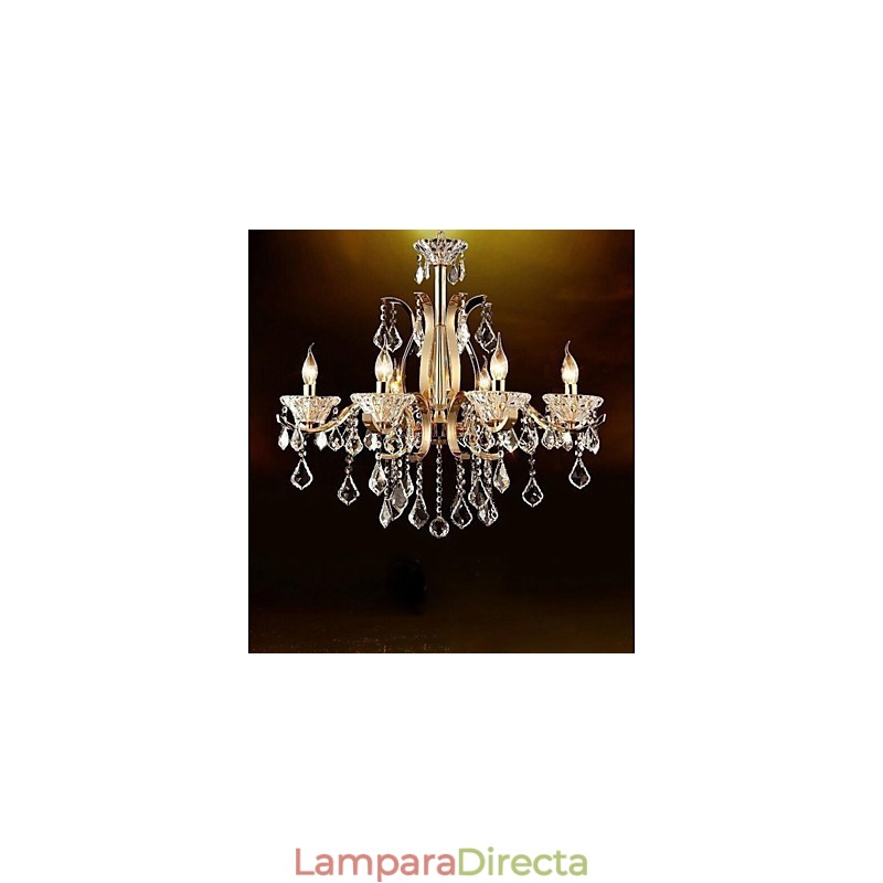 Lámpara de araña de cristal de hierro forjado dorado de alta calidad de 8 luces