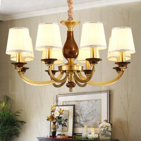 Lámpara colgante de latón rústico retro de 8 luces con pantalla de cristal Lámpara colgante de latón rústico retro de 8 luces con pantalla de cristal