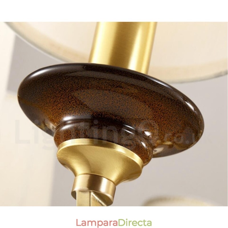 Lámpara colgante de latón rústico retro de lujo de 15 luces con pantalla de cristal