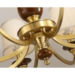 Lámpara colgante de latón rústico retro de lujo de 15 luces con pantalla de cristal