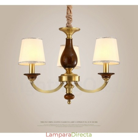 Lámpara colgante de latón rústico retro de 3 luces con pantalla de cristal Lámpara colgante de latón rústico retro de 3 luces con pantalla de cristal