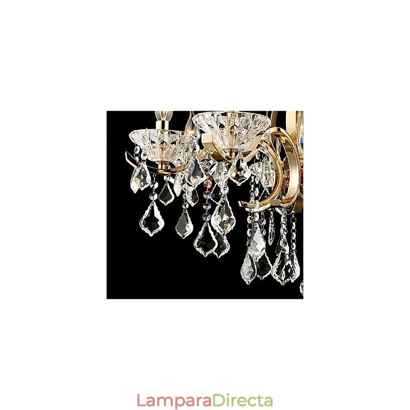 Lámpara de araña de cristal de hierro forjado dorado de alta calidad de 8 luces