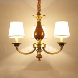 Lámpara colgante de latón rústico retro de 3 luces con pantalla de cristal