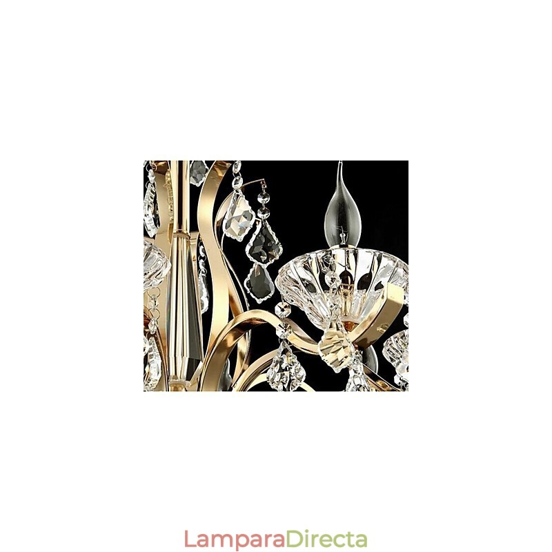 Lámpara de araña de cristal de hierro forjado dorado de alta calidad de 8 luces