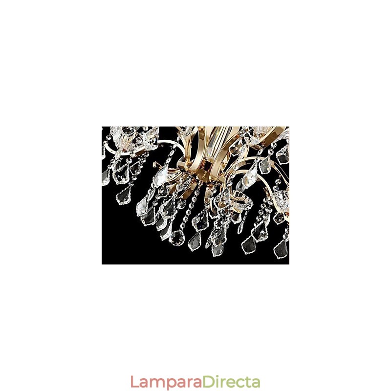 Lámpara de araña de cristal de hierro forjado dorado de alta calidad de 8 luces