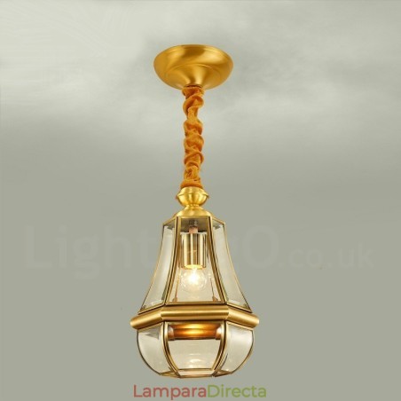 Lámpara colgante de latón rústico retro de lujo de 1 luz con pantalla de vidrio Lámpara colgante de latón rústico retro de lujo de 1 luz con pantalla de vidrio