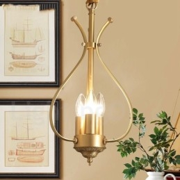 Lámpara colgante de latón rústico retro de 4 luces