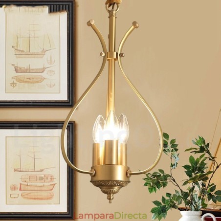 Lámpara colgante de latón rústico retro de 4 luces Lámpara colgante de latón rústico retro de 4 luces