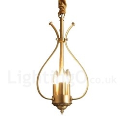 Lámpara colgante de latón rústico retro de 4 luces