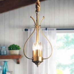 Lámpara colgante de latón rústico retro de 4 luces