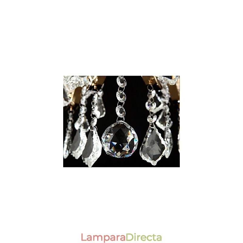 Lámpara de araña de cristal de hierro forjado dorado de alta calidad de 8 luces