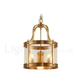 Lámpara colgante de latón rústico retro de 5 luces con pantalla de cristal
