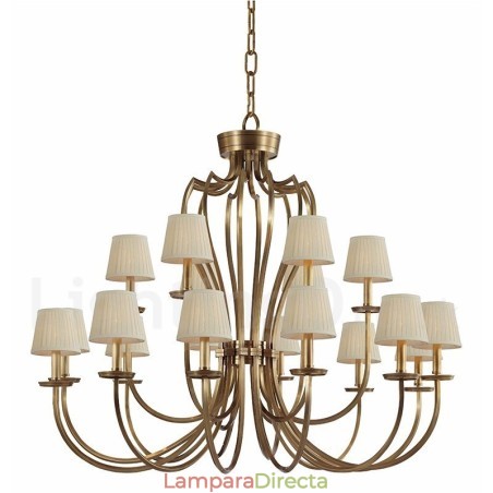 Lámpara colgante de latón rústico retro de lujo de 18 luces con pantalla de tela Lámpara colgante de latón rústico retro de lujo de 18 luces con pantalla de tela