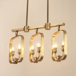 Lámpara colgante de latón rústico retro de 6 luces
