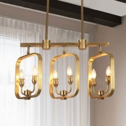 Lámpara colgante de latón rústico retro de 6 luces