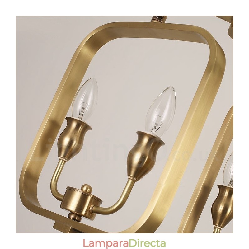 Lámpara colgante de latón rústico retro de 6 luces