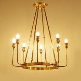 Lámpara colgante de latón rústico retro de lujo de 6 luces y 8 luces