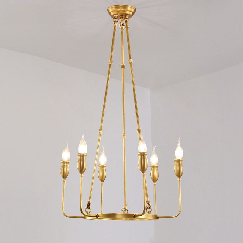 Lámpara colgante de latón rústico retro de lujo de 6 luces y 8 luces