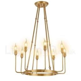 Lámpara colgante de latón rústico retro de lujo de 6 luces y 8 luces