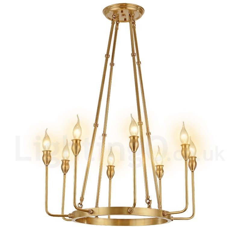 Lámpara colgante de latón rústico retro de lujo de 6 luces y 8 luces