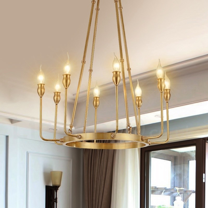 Lámpara colgante de latón rústico retro de lujo de 6 luces y 8 luces