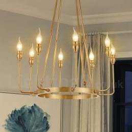 Lámpara colgante de latón rústico retro de lujo de 6 luces y 8 luces