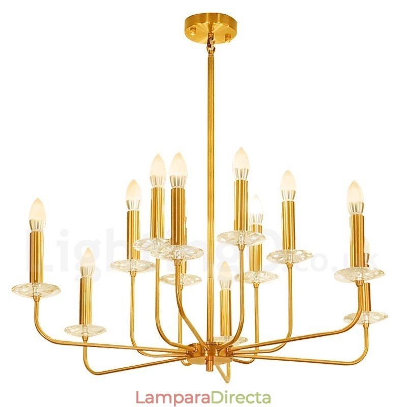 Lámpara colgante de latón rústico retro de 12 luces