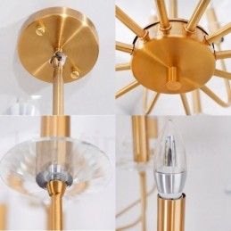 Lámpara colgante de latón rústico retro de 12 luces