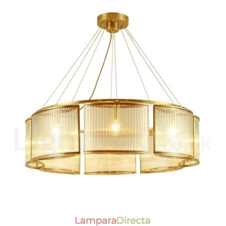 Lámpara colgante de latón rústico retro de 8 luces con pantalla de cristal Lámpara colgante de latón rústico retro de 8 luces con pantalla de cristal