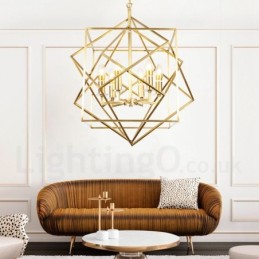 Lámpara colgante de latón rústico retro de 6 luces