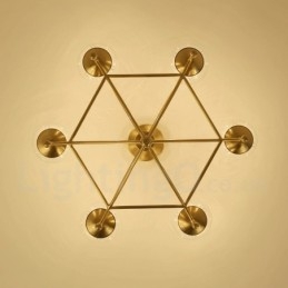 Lámpara colgante de latón rústico retro de 6 luces con pantalla de cristal