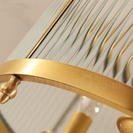 Lámpara colgante de latón rústico retro de 5 luces con pantalla de cristal