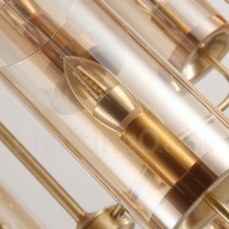 Lámpara colgante de latón rústico retro de 6 luces con pantalla de cristal