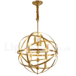 Lámpara colgante de latón rústico retro de 8 luces