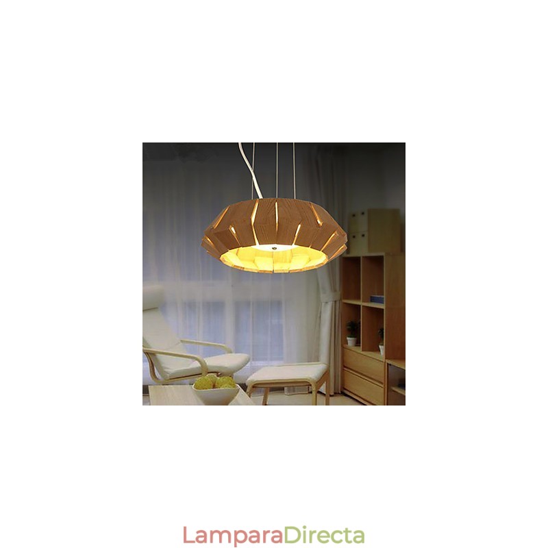 Lámpara de araña de madera rústica de bambú