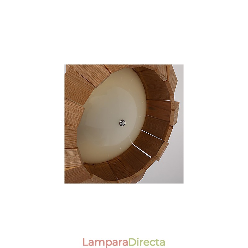 Lámpara de araña de madera rústica de bambú