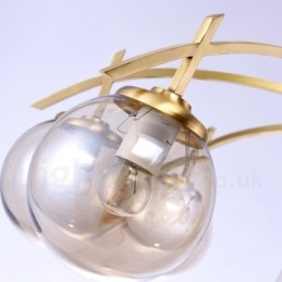 Lámpara colgante de latón rústico retro de 8 luces con pantalla de cristal