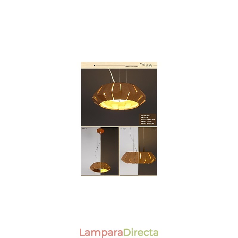 Lámpara de araña de madera rústica de bambú