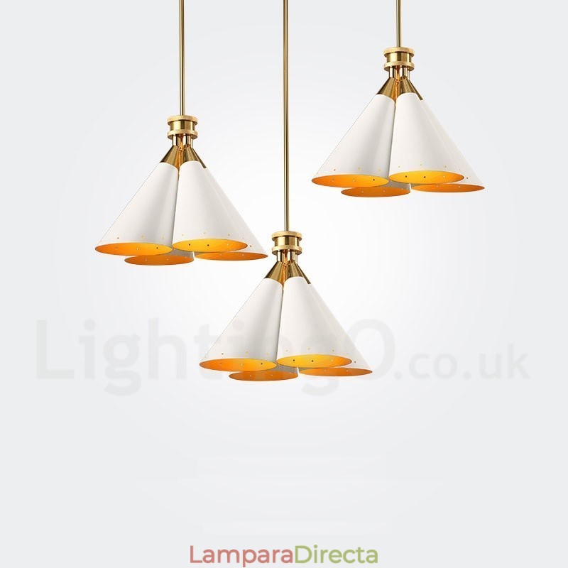 Lámpara colgante de aleación de aluminio de lujo, estilo rústico retro, de 4 luces, con pantalla de aleación de aluminio.