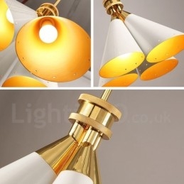 Lámpara colgante de aleación de aluminio de lujo, estilo rústico retro, de 4 luces, con pantalla de aleación de aluminio.